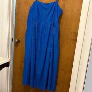 255. Layered With Love Blue Eyelet Midi Dress